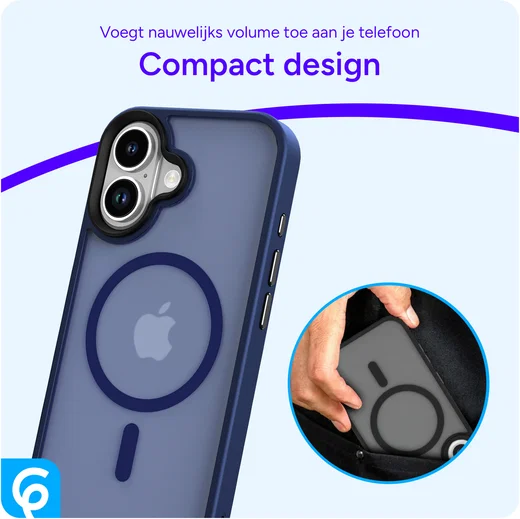 Apple iPhone 17 Hoesje met MagSafe Back Cover Matte Donker Blauw afbeelding 8