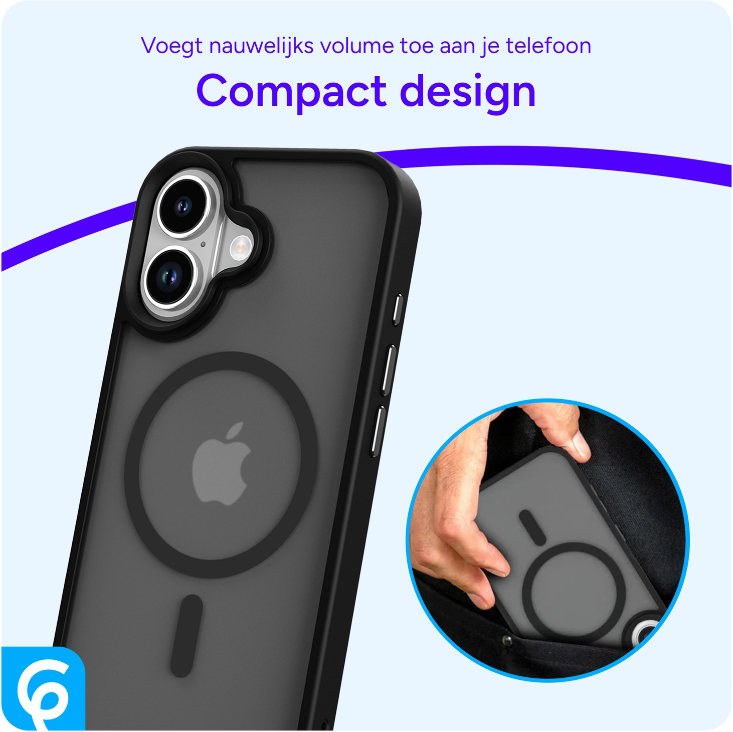 Apple iPhone 17 Hoesje met MagSafe Back Cover Matte Zwart afbeelding 12