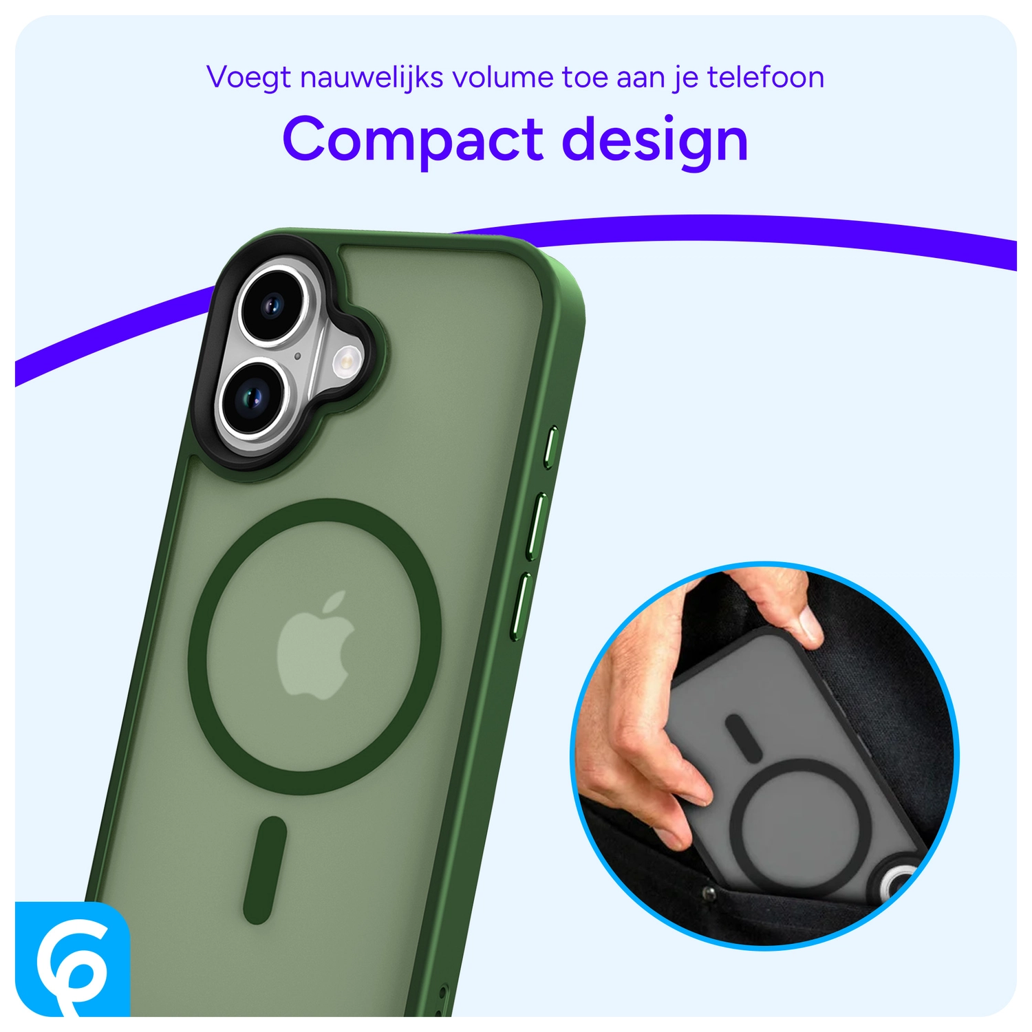 Apple iPhone 17 Hoesje met MagSafe Back Cover Matte Donker Groen afbeelding 9