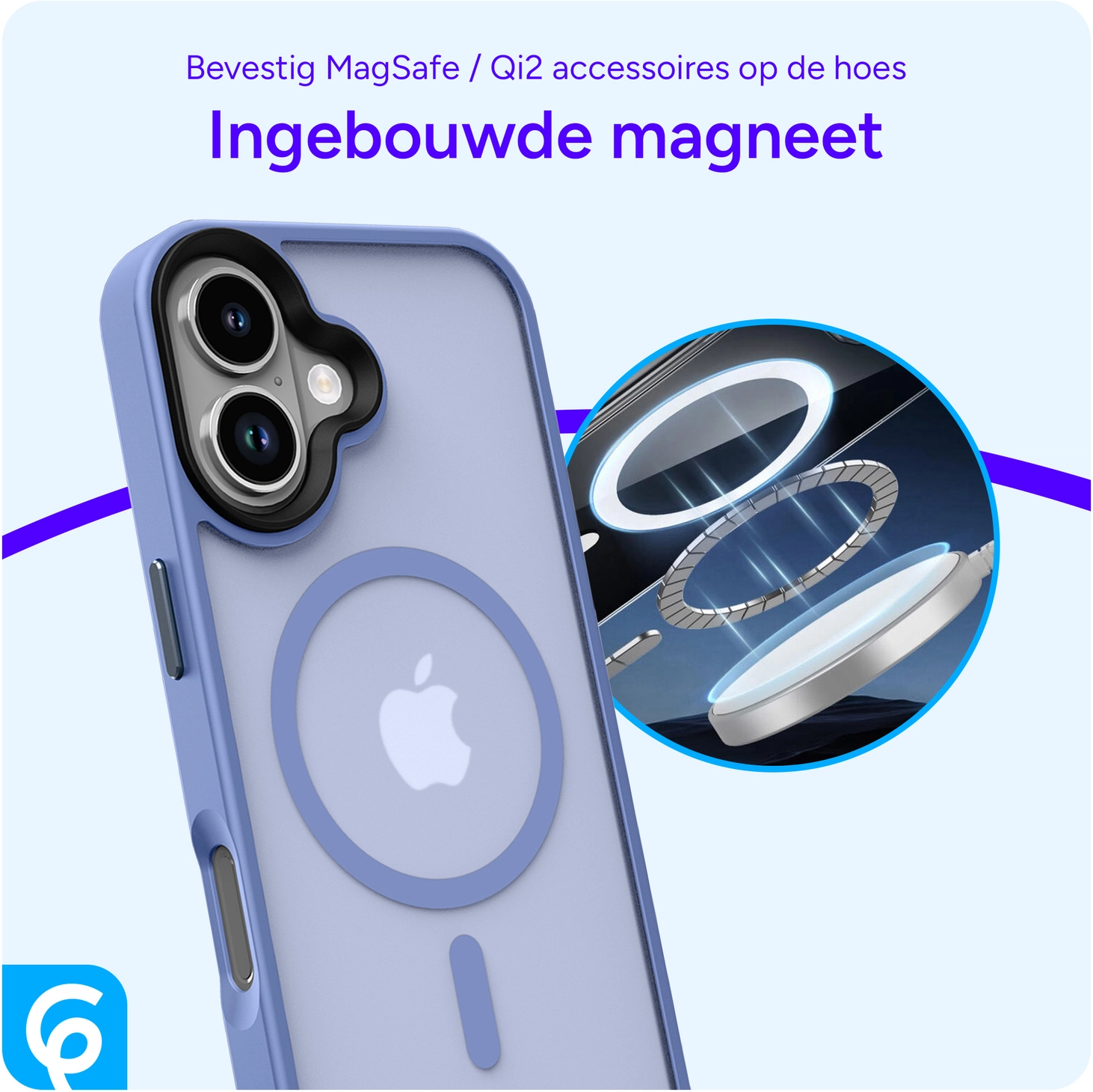 Apple iPhone 17 Hoesje met MagSafe Back Cover Matte Blauw afbeelding 7