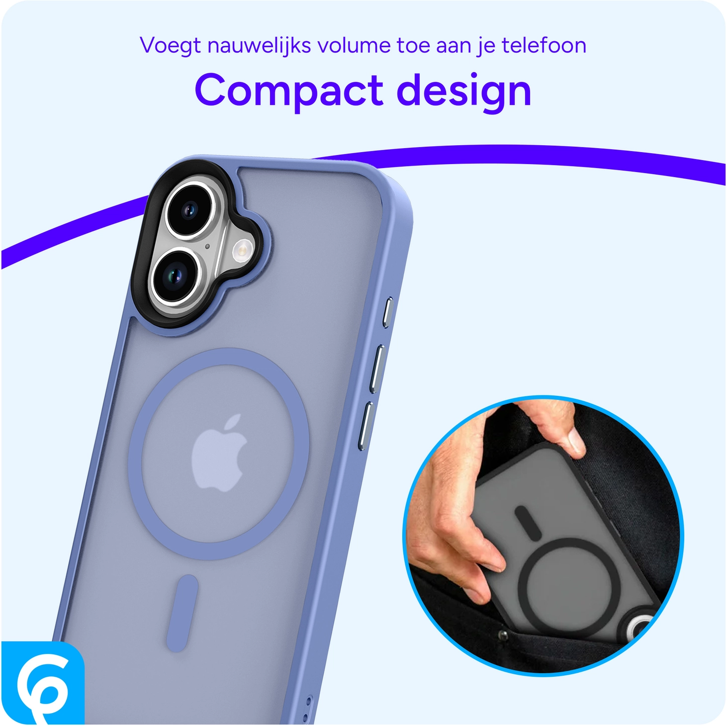 Apple iPhone 17 Hoesje met MagSafe Back Cover Matte Blauw afbeelding 10