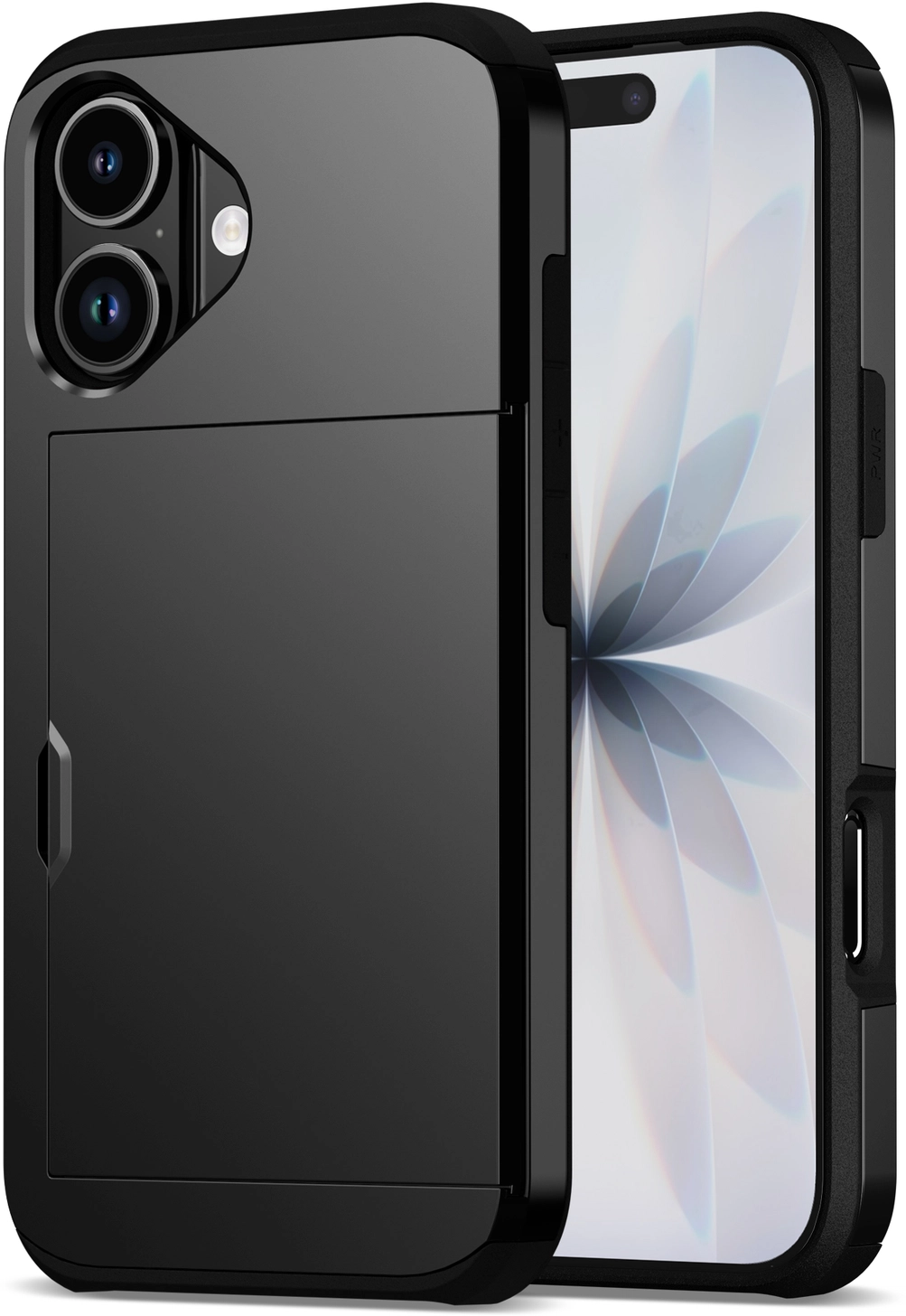 Apple iPhone 17 Hoesje met Slider Kaarthouder Back Cover Zwart afbeelding 1