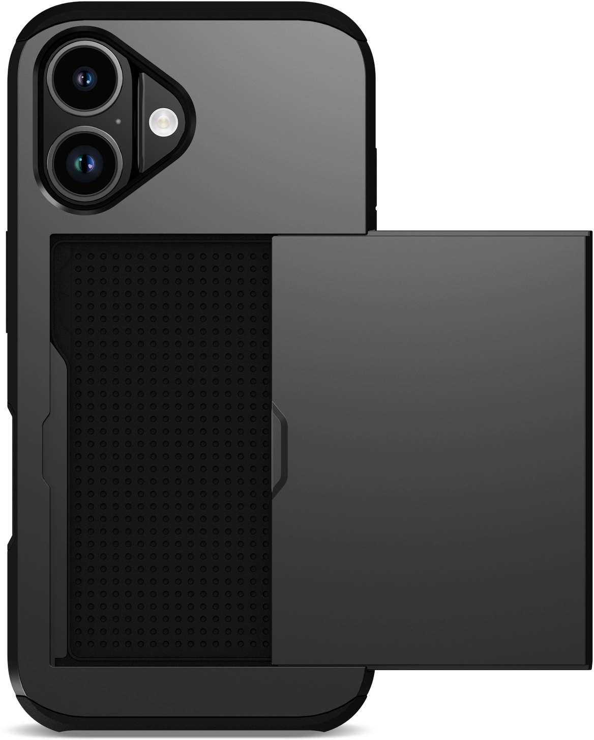 Apple iPhone 17 Hoesje met Slider Kaarthouder Back Cover Zwart afbeelding 2