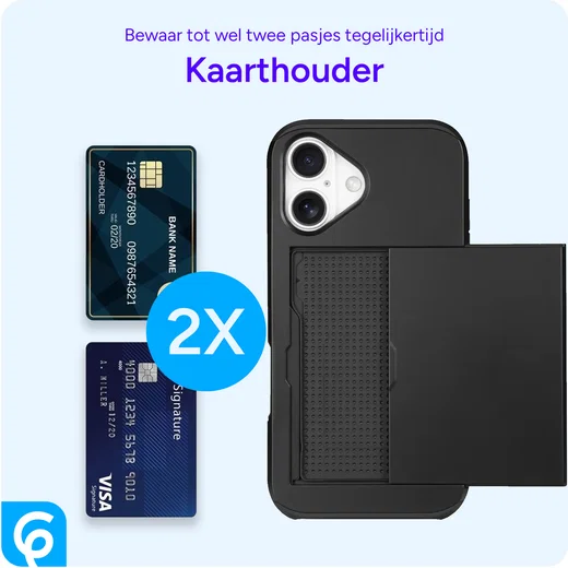 Apple iPhone 17 Hoesje met Slider Kaarthouder Back Cover Zwart afbeelding 6