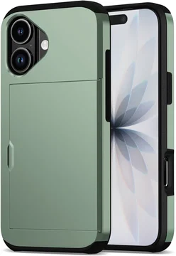 Apple iPhone 17 Hoesje met Slider Kaarthouder Back Cover Groen