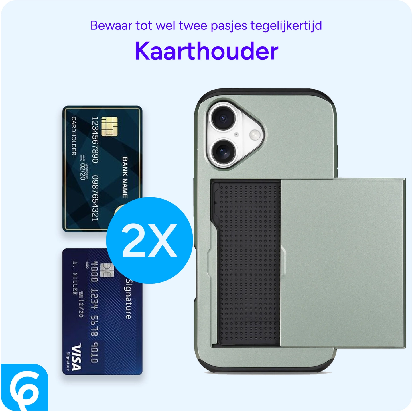 Apple iPhone 17 Hoesje met Slider Kaarthouder Back Cover Groen afbeelding 6