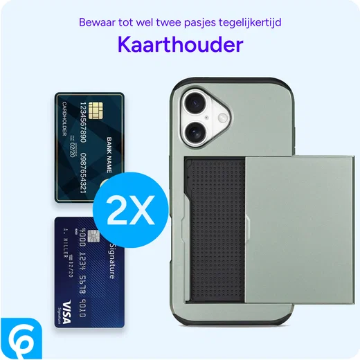 Apple iPhone 17 Hoesje met Slider Kaarthouder Back Cover Groen afbeelding 6