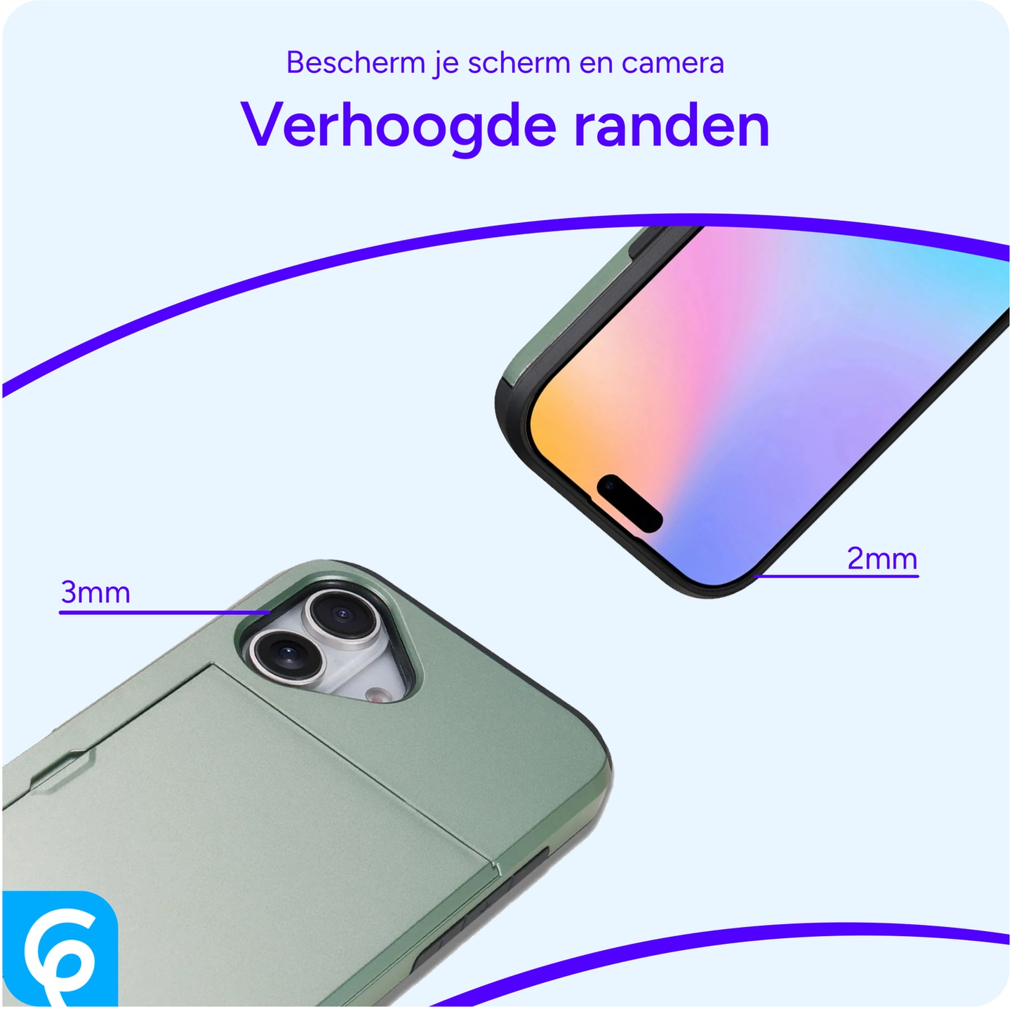 Apple iPhone 17 Hoesje met Slider Kaarthouder Back Cover Groen afbeelding 11