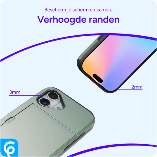 Apple iPhone 17 Hoesje met Slider Kaarthouder Back Cover Groen afbeelding 11