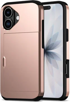 Apple iPhone 17 Hoesje met Slider Kaarthouder Back Cover Roze