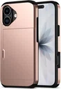 Apple iPhone 17 Hoesje met Slider Kaarthouder Back Cover Roze