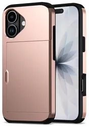 Apple iPhone 17 Hoesje met Slider Kaarthouder Back Cover Roze afbeelding