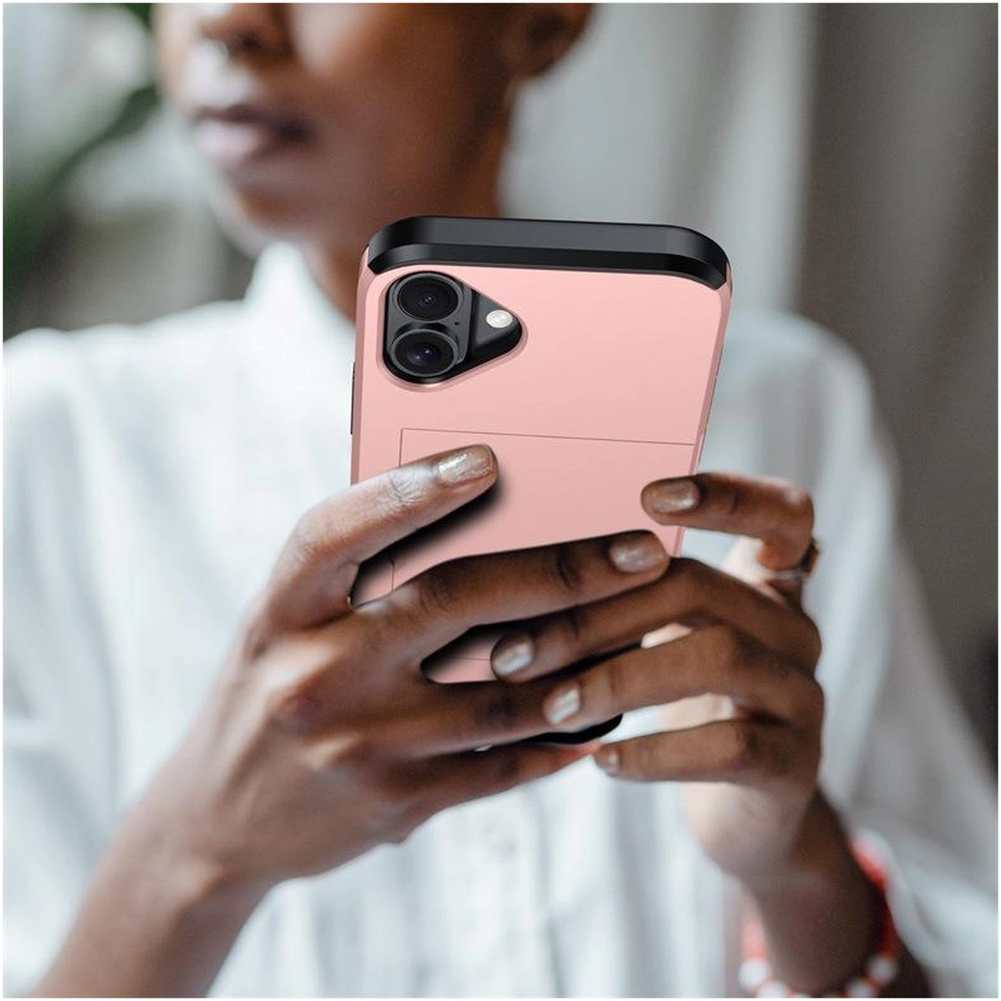 Apple iPhone 17 Hoesje met Slider Kaarthouder Back Cover Roze afbeelding 10