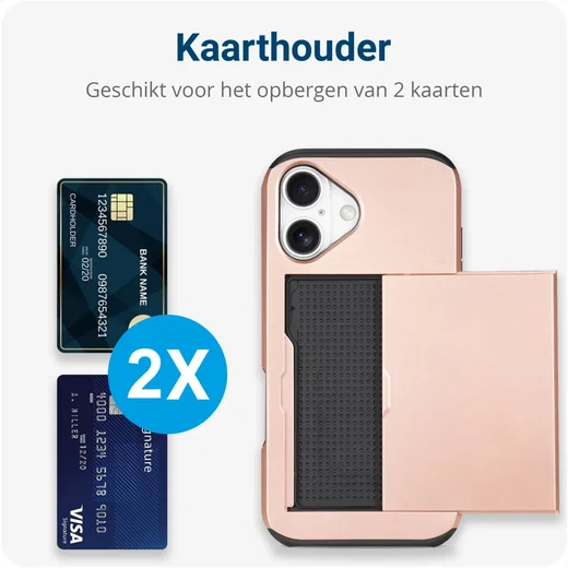 Apple iPhone 17 Hoesje met Slider Kaarthouder Back Cover Roze afbeelding 6