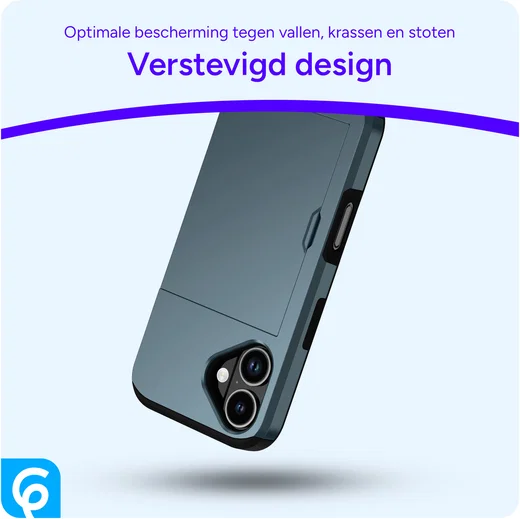 Apple iPhone 17 Hoesje met Slider Kaarthouder Back Cover Blauw afbeelding 2