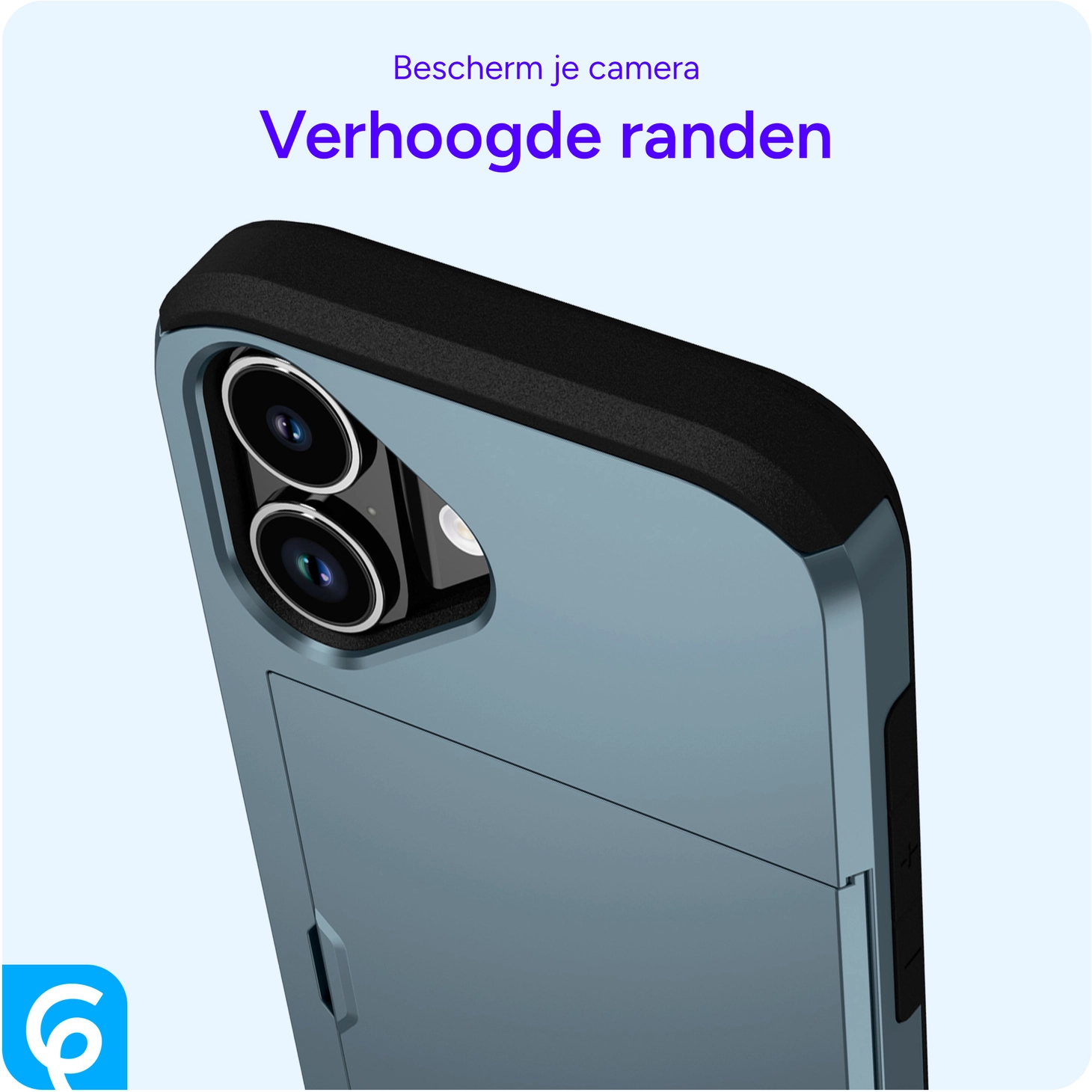 Apple iPhone 17 Hoesje met Slider Kaarthouder Back Cover Blauw afbeelding 9