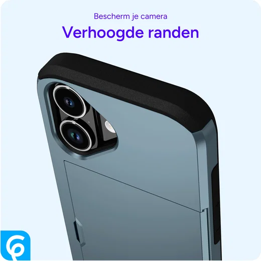 Apple iPhone 17 Hoesje met Slider Kaarthouder Back Cover Blauw afbeelding 9