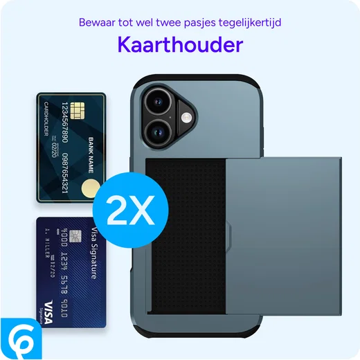 Apple iPhone 17 Hoesje met Slider Kaarthouder Back Cover Blauw afbeelding 11