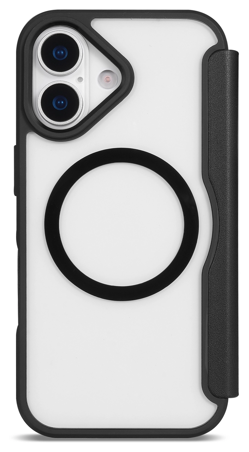 Apple iPhone 17 Hoesje met MagSafe Book Case Transparant Zwart afbeelding 5