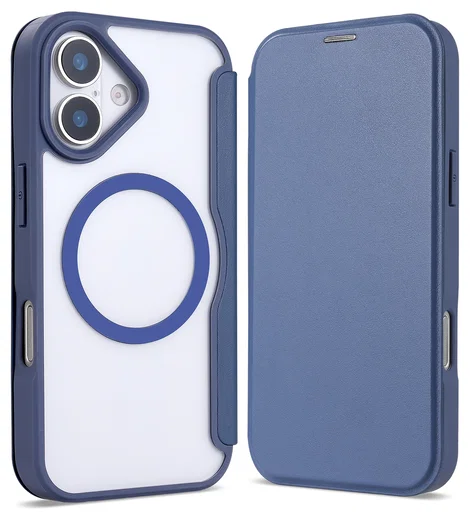 Apple iPhone 17 Hoesje met MagSafe Book Case Transparant Blauw afbeelding 2