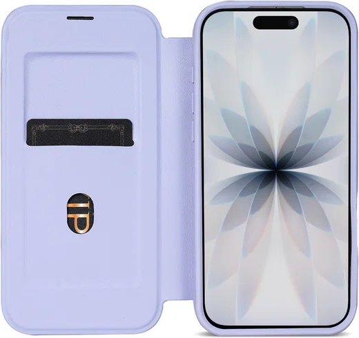 Apple iPhone 17 Hoesje met MagSafe Book Case Transparant Paars afbeelding 1