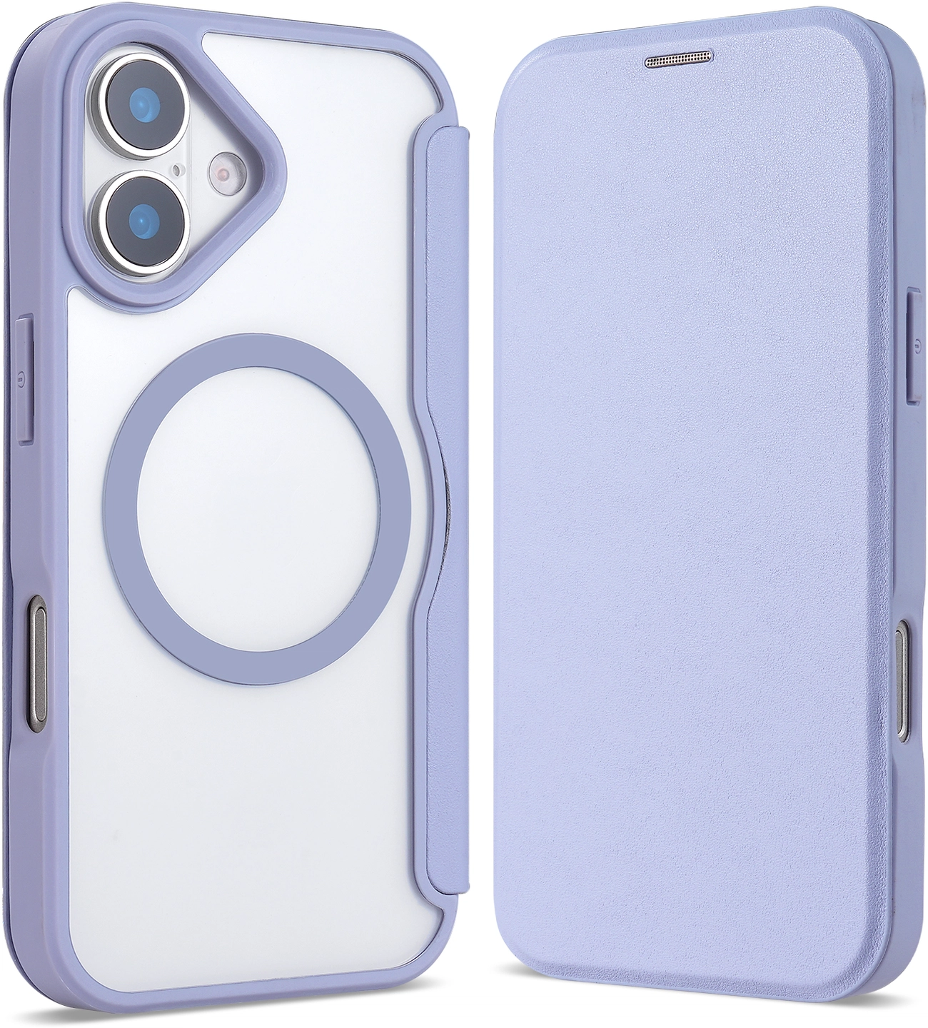 Apple iPhone 17 Hoesje met MagSafe Book Case Transparant Paars afbeelding 2