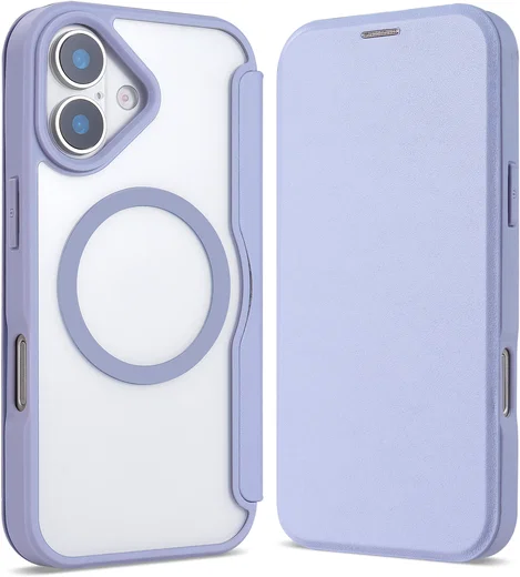 Apple iPhone 17 Hoesje met MagSafe Book Case Transparant Paars afbeelding 2