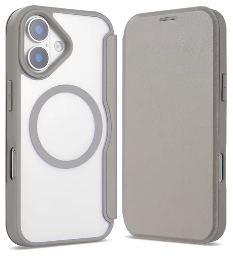 Apple iPhone 17 Hoesje met MagSafe Book Case Transparant Beige afbeelding 2