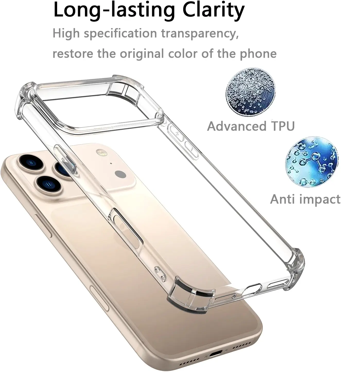 Apple iPhone 17 Pro Hoesje Schokbestendig en Dun TPU Back Cover Transparant afbeelding 9