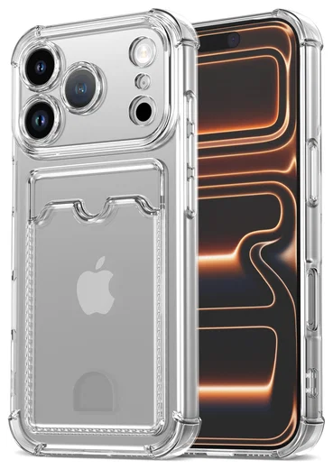 Apple iPhone 17 Pro Hoesje Dun TPU met Pasjeshouder Back Cover Transparant afbeelding 2