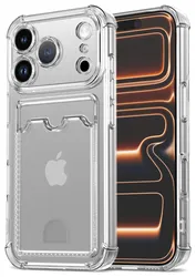 Apple iPhone 17 Pro Hoesje Dun TPU met Pasjeshouder Back Cover Transparant afbeelding