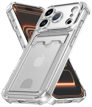 Apple iPhone 17 Pro Hoesje Dun TPU met Pasjeshouder Back Cover Transparant