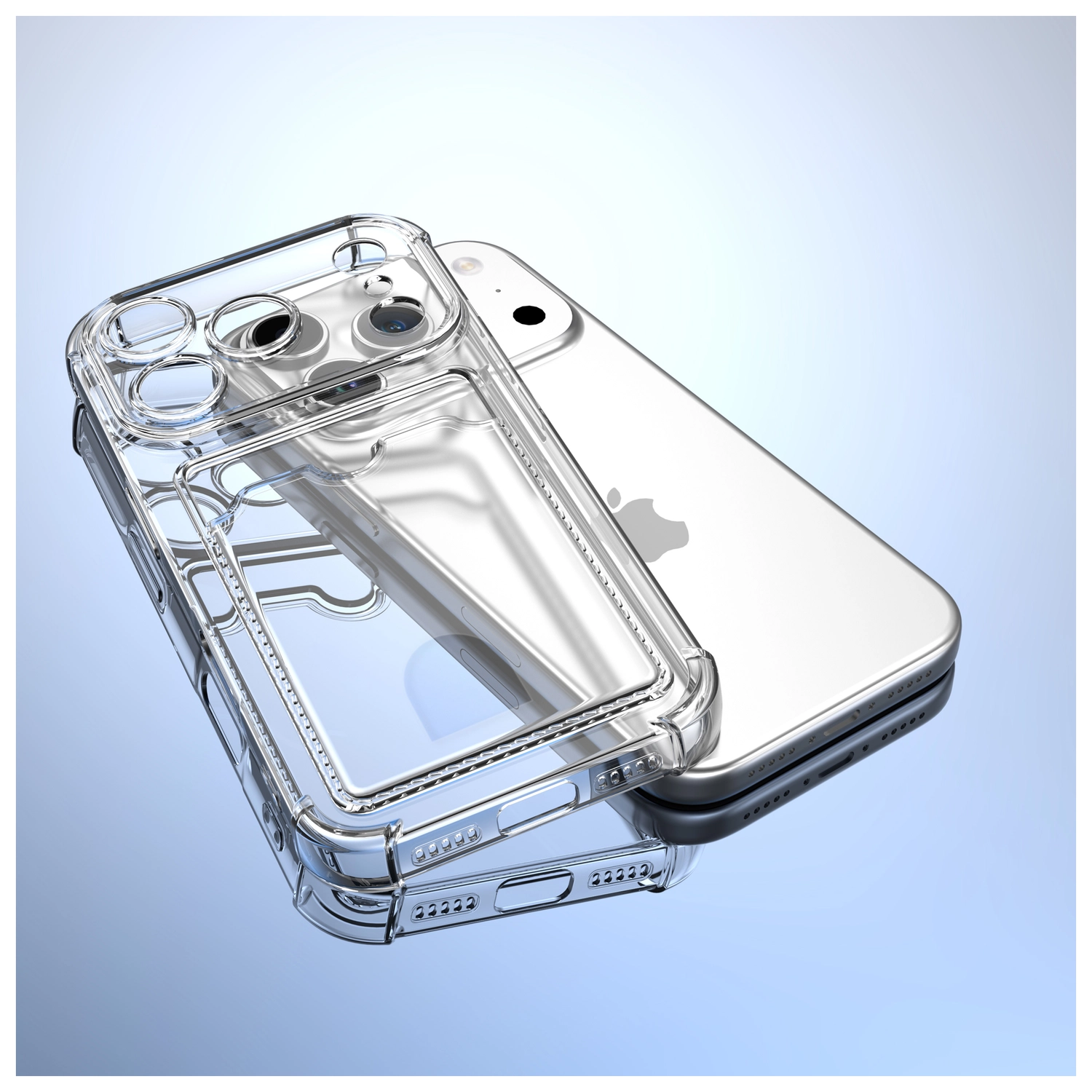Apple iPhone 17 Pro Hoesje Dun TPU met Pasjeshouder Back Cover Transparant afbeelding 5