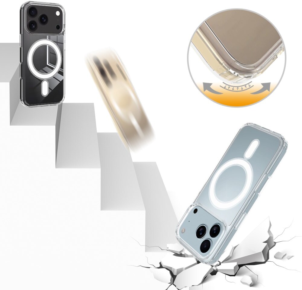 Apple iPhone 17 Pro Hoesje MagSafe Dun TPU Back Cover Transparant afbeelding 11