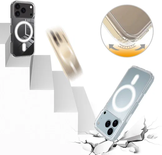 Apple iPhone 17 Pro Hoesje MagSafe Dun TPU Back Cover Transparant afbeelding 11
