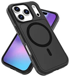 Apple iPhone 17 Pro Hoesje Dual-Layer Hybride Back Cover met MagSafe Zwart afbeelding