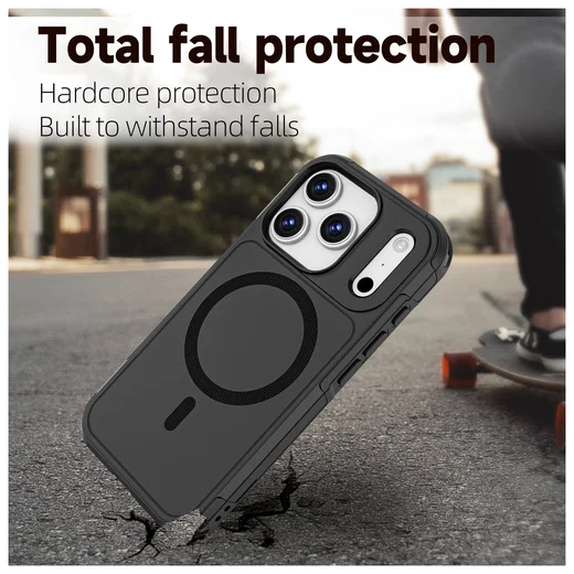 Apple iPhone 17 Pro Hoesje Dual-Layer Hybride Back Cover met MagSafe Zwart afbeelding 5