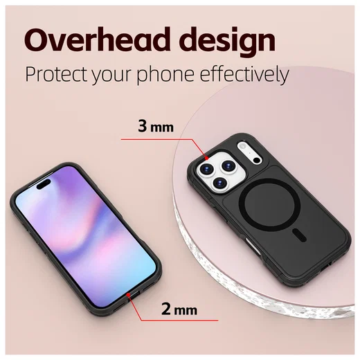 Apple iPhone 17 Pro Hoesje Dual-Layer Hybride Back Cover met MagSafe Zwart afbeelding 6