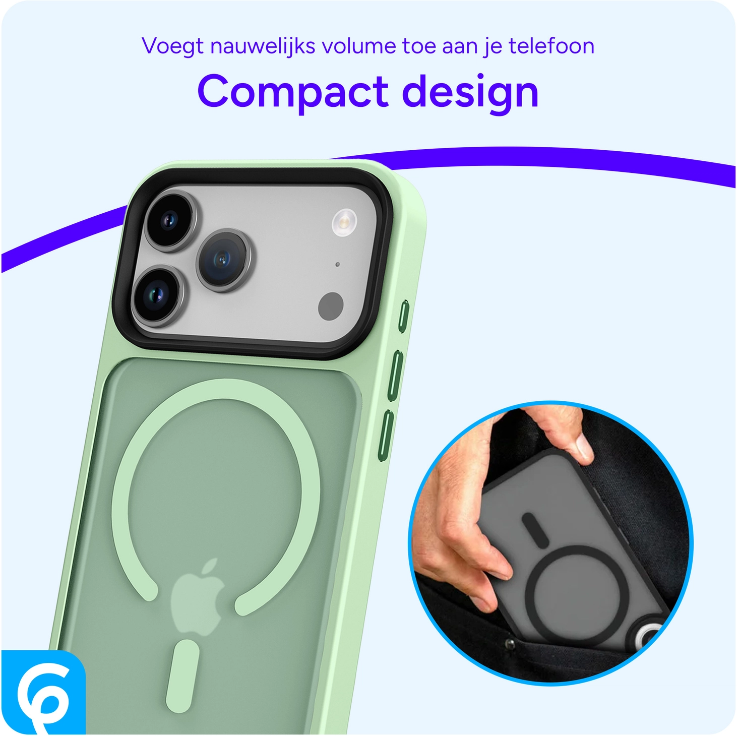 iPhone 17 Pro Hoesje met MagSafe Back Cover Matte Groen afbeelding 2