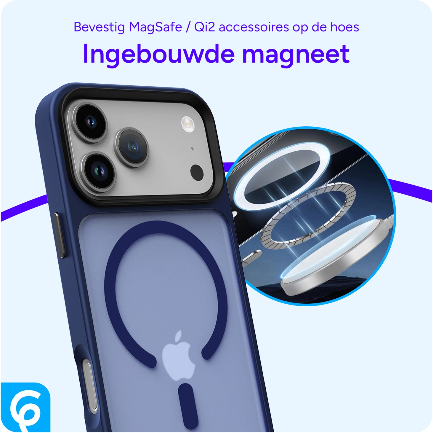 iPhone 17 Pro Hoesje met MagSafe Back Cover Matte Donker Blauw afbeelding 2