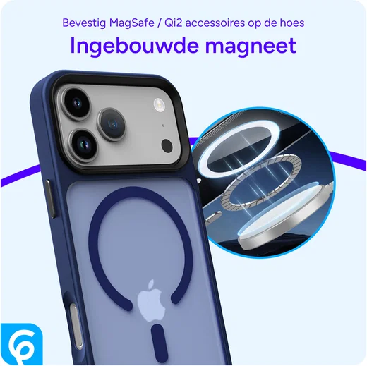 iPhone 17 Pro Hoesje met MagSafe Back Cover Matte Donker Blauw afbeelding 2