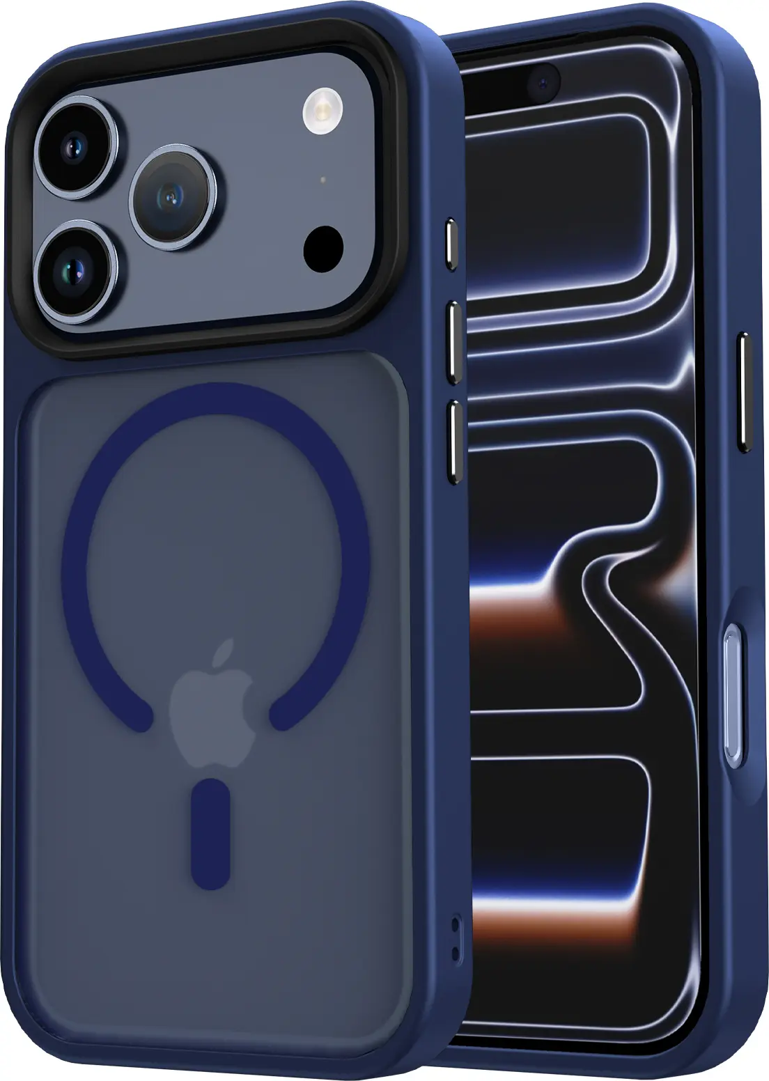 iPhone 17 Pro Hoesje met MagSafe Back Cover Matte Donker Blauw afbeelding 12
