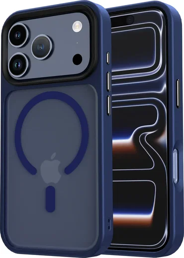 iPhone 17 Pro Hoesje met MagSafe Back Cover Matte Donker Blauw afbeelding 12