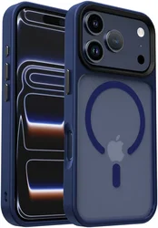 iPhone 17 Pro Hoesje met MagSafe Back Cover Matte Donker Blauw afbeelding