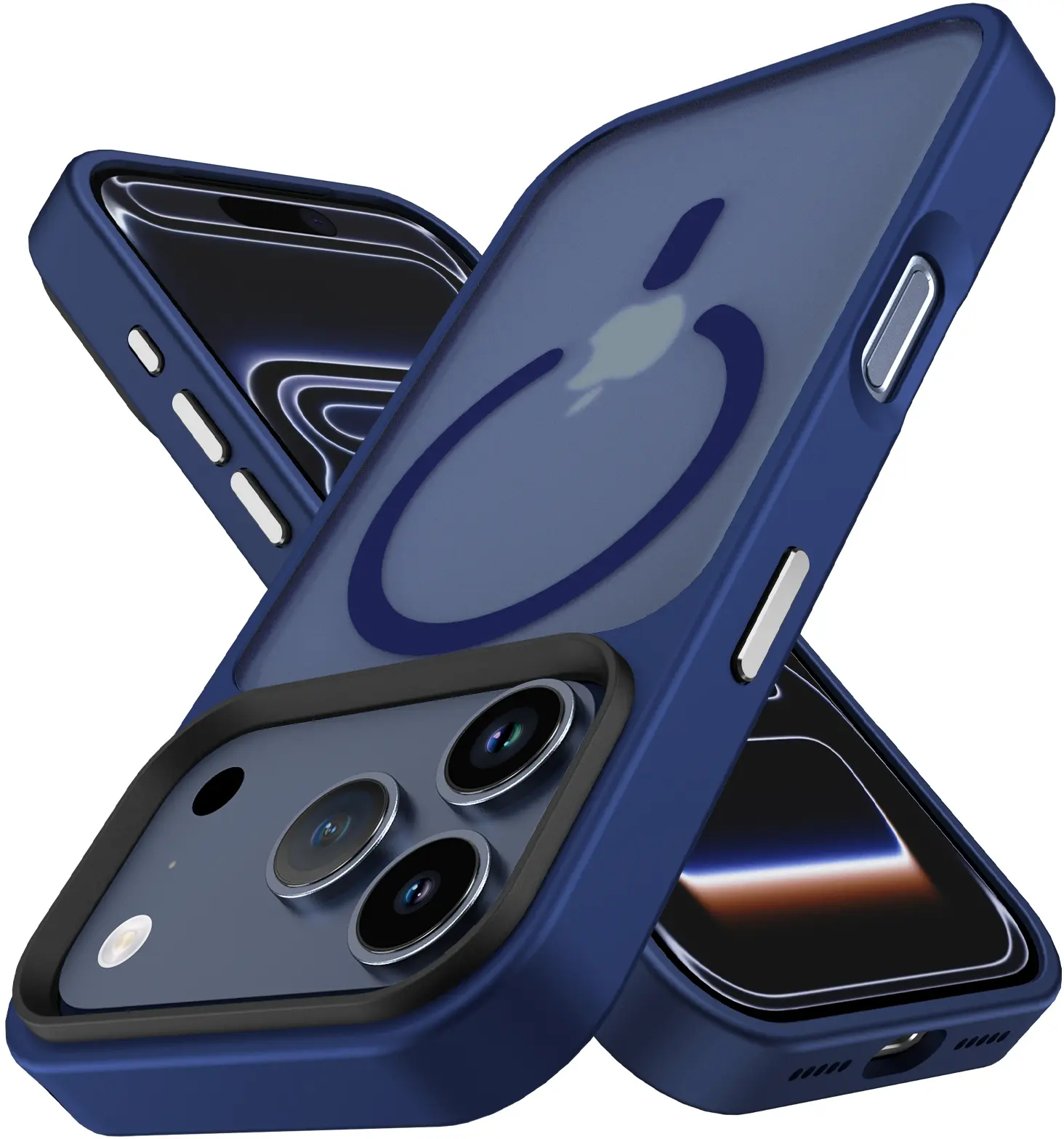 iPhone 17 Pro Hoesje met MagSafe Back Cover Matte Donker Blauw afbeelding 11