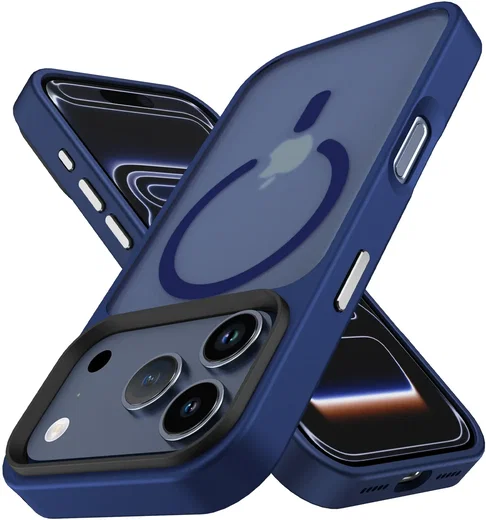 iPhone 17 Pro Hoesje met MagSafe Back Cover Matte Donker Blauw afbeelding 11