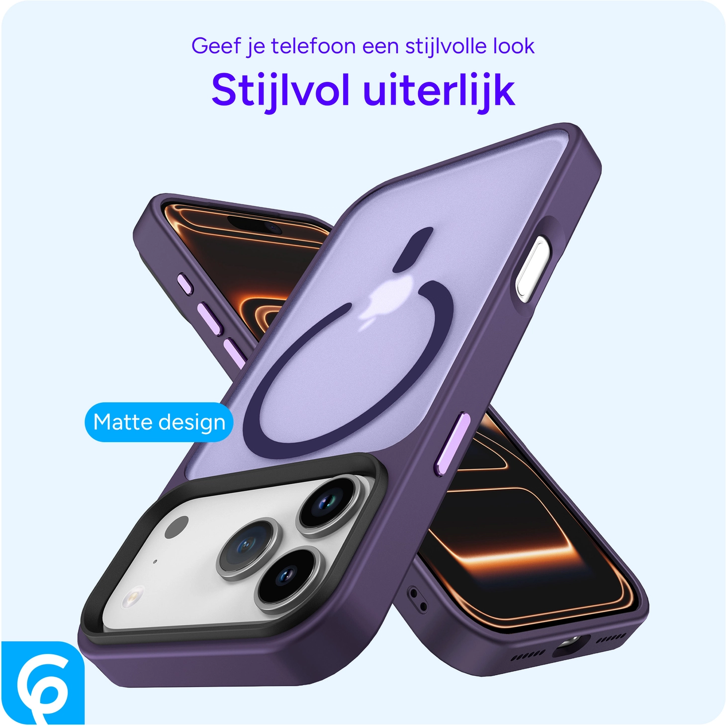 iPhone 17 Pro Hoesje met MagSafe Back Cover Matte Donker Paars afbeelding 7