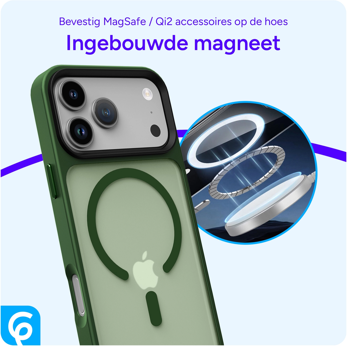iPhone 17 Pro Hoesje met MagSafe Back Cover Matte Donker Groen afbeelding 2