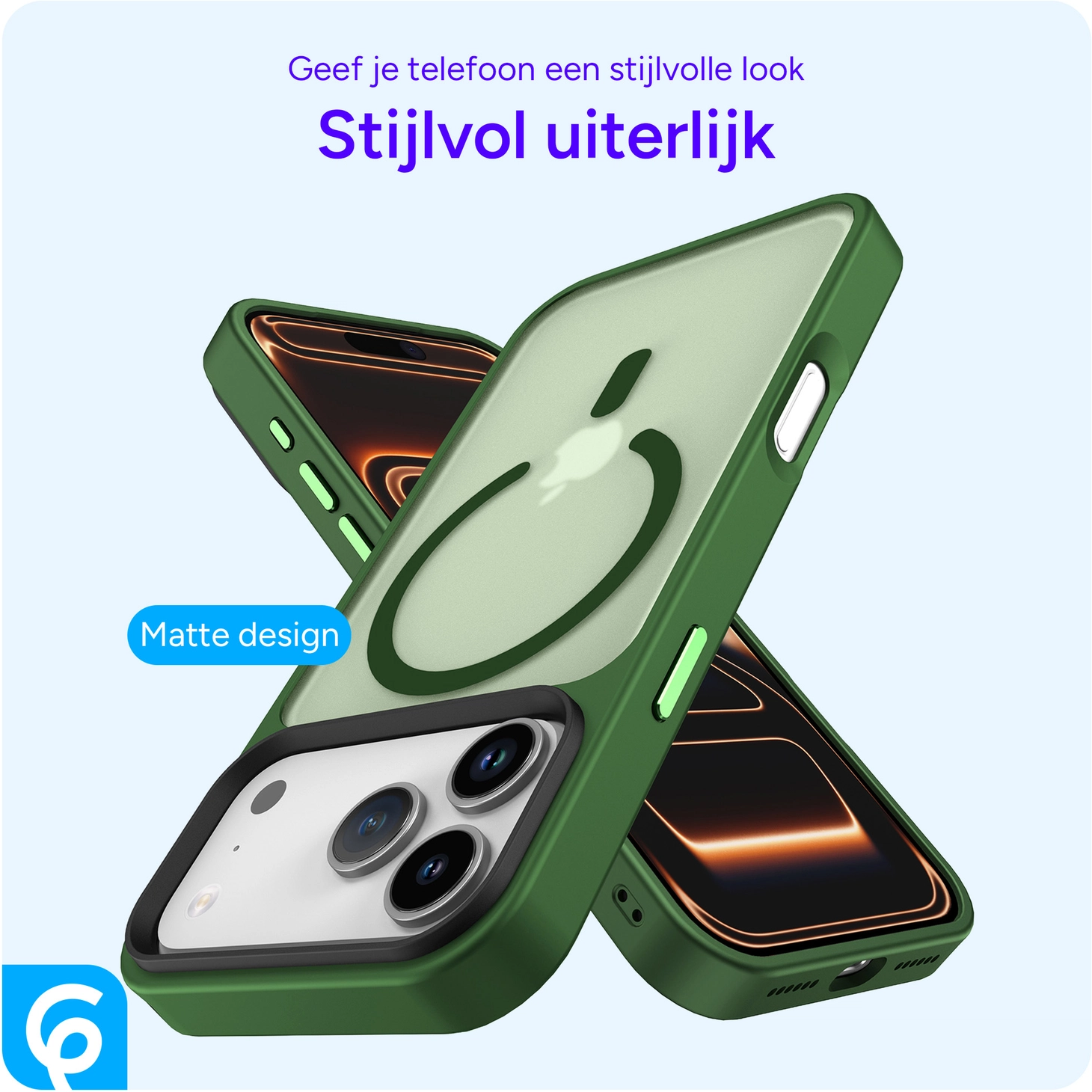 iPhone 17 Pro Hoesje met MagSafe Back Cover Matte Donker Groen afbeelding 7