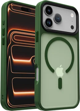 iPhone 17 Pro Hoesje met MagSafe Back Cover Matte Donker Groen